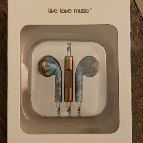 NWT Live Love Music Blue Tie-Dye Marble Stereo Earbuds - Picture 6 of 16